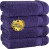Cotton Paradise Asciugamani per il bagno, 100% cotone, set di 4 asciugamani turchi, morbidi e assorbenti, set di asciugamani per il viso, asciugamani viola