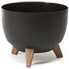 LAMELA Vaso da fiori rotondo su piedi, in plastica, diametro 24 cm x altezza 15 cm, 5,1 l, resistente e facile da pulire, interno ed esterno, nero