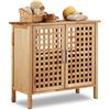 Relaxdays Mobile Sottolavabo in Legno di Noce Resistente, Armadietto da bagno, HxLxP: 61 x 66 x 29 cm ca., Naturale