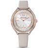 Swarovski Crystalline Aura Orologio Analogico al Quarzo, con Cinturino in Pelle e CristalliSwarovski in Cassa Placcata in Tonalità Oro Rosa, Grigio