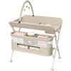 Belfoyer Fasciatoio Neonato Pieghevole con Giostrina & Doppio Ripiano - Fasciatoio Portatile Altezza Regolabile, Richiudibile con Ruote Bloccabili & Design Ergonomico (75×68×83-91 cm,Bianco)