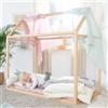 roba Lettino Montessori a Forma di Casa 70 x 140 cm - Certificato FSC - Ecosostenibile - Robusto e Resistente - da 0 a 7 Anni - Legno di Bambù - Colore Naturale