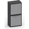 Bonussi Armadio Portascope Modulare da Esterno 89,7x53,7x180 cm 2 Ante 4 Ripiani in Polipropilene Jumbo Cab Grigio e Nero