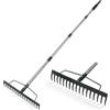 ORIENTOOLS Rastrello da giardino resistente, testa larga 44 cm, manico lungo 160 cm, 1,7 kg per allentare il terreno, rastrellare foglie, zolla, cura del prato