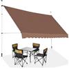 GYMAX Tenda da Sole a Bracci Regolabile in Altezza, Tenda da Sole con Manovella per Balcone, Tenda Impermeabile e Resistente al Sole, Altezza Regolabile da 2M a 3M, per Finestra (Marrone, 300 CM)