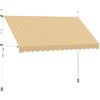 vidaXL Tenda da Sole Retrattile Manuale 350 cm a Strisce Blu e Gialle
