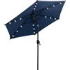 RELAX4LIFE Ombrellone da Giardino 3m/2,7m/2,3m con Luci LED, Ombrellone da Esterno per Protezione Solare, Ombrellone Parasole per Terrazza, Balcone, Spiaggia (Navy-2,3M)