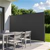 VEVOR Tenda Laterale Retrattile 180 x 300 cm Parasole, Divisorio Paravento per Terrazza con Tessuto in Poliestere, Impermeabile Frangivista Grigio, da Esterno per Giardino Balcone Piscina Terrazzo