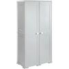 MA MAISON Armadio Alto in Plastica 79x43x164 cm. con 2 Ante e Vano Portascopa - Mobile Contenitore Multiuso Salvaspazio per Organizzazione Casa, Lavanderia e Ripostiglio (Grigio)