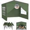 ACXIN Gazebo pop-up, 3 x 3 m, con 3 livelli di altezza, robusta tenda per feste con tetto argento-Oxford, gazebo da giardino con corde, picchetti e borsa per il trasporto (verde, con pareti laterali)