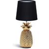Aigostar - Lampada da Comodino, Moderna Lampada da Tavolo Base in Ceramica Paralume in Stoffa, Attacco E14, 16.5 * 16.5 * 36cm Cavo 1.3 Metri, Design Ananas.