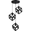 VR VETRINEINRETE Vetrineinrete® Lampadario da soffitto pendente a sospensione con 3 cubi 3d stile geometrico portalampada e27 (Nero)