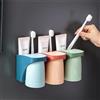 Nizirioo 3 pezzi porta spazzolini da parete: porta spazzolini senza foratura, portaspazzolino con tazza magnetica, set di bicchieri per bagno (rosso+verde+blu)