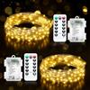 Buudala Luci Led a Batteria, 2 Pezzi 5M 50 Led Rame Filo Catene Luminose Lucine Fata Luci con Telecomando e Timer, 8 Modalità Impermeabile Bianco Caldo Luci per Natale per Letto Camera, Feste, Matrimoni