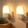 soodyoow 2 Pezzi Luci Notturne da Presa con Sensore di Luce, Luminosità Regolabile, Modalità ON/OFF/AUTO, Luce Notturna 2700K Calda, per Camera Letto Soggiorno Cucina Garage