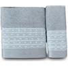 Liu Jo Milano Set Asciugamani Art. Paradiso - Viso 55x100 cm e Ospite 38x58 cm in Spugna 100% Cotone 500 gsm - Con Pizzo e Logo Lurex - In Scatola (Perla)