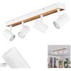 hofstein Plafoniera Gesteira HOFSTEIN, plafoniera a 4 luci in metallo/legno bianco/marrone scuro, lampada moderna in stile boho, paralumi regolabili, GU10, sala da pranzo, soggiorno, cucina, camera da letto