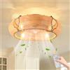 Ganeed Ventilatore da soffitto Boho con Luci e Telecomando Stile Gabbia di Rattan Fandelier Silenzioso Motore Reversibile Basso Profilo 6 Velocità per Camera da Letto Soggiorno Portico 4 Luci
