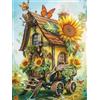 RKFLGEW 14CT Kit Mezzo Punto Ricamo Kit Punto Croce Casa Dei Girasoli Starter Kit Punto Croce Con Scenari Da Favola Per Adulti Kit Ricamo Fai Da Te Modelli Da Ricamo 80x100cm