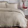 S&G Home Quilt Double Face Tinta Unita con doppio Frill Lyon - Naturale, Singolo