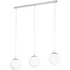 Eglo Lampadario a sospensione Rondo, a 3 luci, per tavolo da pranzo, in | metallo argentato e vetro bianco opalino opaco, attacco E27, 96 cm