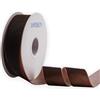 XMRIBBON Nastro di velluto color caffè su un lato, 3,8 cm x 9,1 m bobina