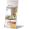 Vasemouh Specchio da Parete o da Terra, Specchio con Cornice Bianca, Specchio 165x60x2.7cm Verticale