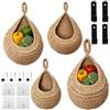 Eulihent Set da 4 Cestini per Frutta Da Appendere, Cestini da Parete con Adesivi Murali e Ganci, ideali per Riporre Frutta e Verdura, Organizzare e Decorare