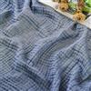 EMME Coperta in mussola per adulti, grande coperta in cotone a 4 strati, per divano, in garza traspirante, morbida e leggera, design con trama bicolore, prelavata più morbida al tatto (blu mélange