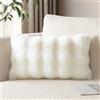 JOTOM Set di 1 copricuscino soffice 40x60 cm, federa decorativa morbida per cuscino soffice, copricuscino in finta pelliccia soffice per divano, soggiorno, camera da letto 16x24 pollici (Crema Bianca)