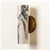SYAXVOM 9.45 Alabaster Wall Sconces, Metal Round Base lamp, Modern Bathroom Vanity Lighting, Cylinder Spanish Marble Light for Living Room, Bedroom, Hallway, Stairs