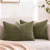 FDTERN Set di 2 Boho Federe de Cuscini per Divano 50x70 in Velluto a Coste Moderno Morbido Motivo a Croce Decorativa Copricuscini per Divano Camera da Letto,Verde Oliva