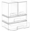 Vtopmart Set di 4 cassetti impilabili alti 7,6 cm e larghi 30,5 cm, in plastica trasparente, organizer per trucchi, cosmetici, articoli di bellezza, ideali per vanità, bagno, armadio, dispensa