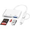 Clomnpe Lettore di Schede SD per iPhone, USB C Memory Card Macchina Fotografica SD Card Adapter, Adattatore per lettore schede sd usbc, Lettore MicroSD Lightning per iPhone 15/14/13/12, Plug and Play