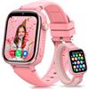 whraills 4G Smartwatch Bambini con GPS, Orologio Smartwatch Bambini con Chiamate, Videochiamata, Chat Vocale, SMS, SOS, Modalità Scuola, IP68, Regalo per Ragazzi e Ragazze Rosa - Garanzia 3 Anni