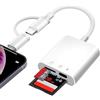 Clomnpe Adattatore Lettore di Schede SD per iPhone, USBC SD Card Reader Lightning to Memory Card Camera Reader Adattatore Scheda microSD Lightning con scheda sd/tf e Ricarica Simultanea, Plug-and-Play