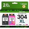 Washope 304XL Cartucce di ricambio per HP 304 XL cartucce 304 nero e colore per HP Envy 5000 5030 5010 5020 5032 Deskjet 3750 3760 2620 2622 2630 3720 3730 3760 3760 2 3733 5 (confezione da 2)