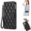 Mxinxiu Custodia a portafoglio per Samsung Galaxy Z Fold 6, borsa a spalla con copertura in pelle con cerniera, cinturino da polso staccabile e tracolla
