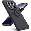 Oududianzi Cover per Xiaomi Redmi Note 14 Pro 5G con Protezione Fotocamera, Supporto Anello 360°, Custodia in Silicone Liquido, Nero