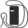 Jrkvniv Cover con Cordino per Samsung Galaxy A12（4G）, Custodia con Laccio Collana Tracolla Collo Silicone Antiurto TPU Opaca Protettiva Case per Samsung A12 4G 6.5,Nero
