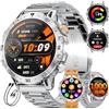 LIGE Smartwatch Uomo con 1000mAh/Torcia LED,Chiamata Bluetooth,1.7 Smart Watch Militare con 110+ Modalità Sportive,Impermeabile,Frequenza Cardiaca, Android iOS,3 Braccialetti+2 Caricabatterie,EF18-B