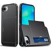 FERLAN Compatibile con Cover Portafoglio per iPhone 16E/iPhone 17E,con Porta Carte,TPU Bumper Silicone Slot Nascosto Scorrevole (Nero)