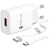 Tepow Caricatore USB Caricabatterie 18W con Cavo USBC 2M,QC3.0 Presa USB Spina Alimentatore Spinotto Carica Rapido Filo Caricatore Type-C per Galaxy A15,A14,A13,S10,S9,S8,Xiaomi Poco M7,Mi A3,CC9,Redmi 14C