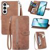 Fertuo Cover per Samsung Galaxy S26 Plus, Custodia a Libro in Pelle PU Flip Case con Porta Carte, Chiusura Magnetica e Cinturino [Disegni di Fiori] Portafoglio Interno Silicone Antiurto, Marrone