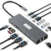 Acer Docking Station USB-C 3 HDMI 4K@60Hz, 13-in-1 Triplo Display Hub, USB-A&C 10Gbps, USB-A 5 Gbps, Ethernet 1 Gbps, Power Delivery 100 W, Lettore di schede SD/TF, Compatibile con MacBook Pro, laptop