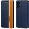 Shantime Custodia Flip in a Righe Classiche Compatibile con SPC Zeus 2 Pro, Chiusura Magnetica Invisibile e Slot Carta, Design a Contrasto(Blu)