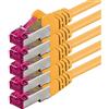 1aTTack.de 0,15 m - giallo - 5 pezzi - Cavo di rete CAT6a (10 Gb/s) Cavo LAN S-FTP CAT 6a - Certificato GHMT PIMF 500 MHz Cat5 Cat5e Cat6 Cat6a Cat7 per switch, router, modem, internet