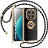 Ptny Cover con Laccio per Xiaomi Redmi Note 15 Pro 5G(EU) Custodia, Glitter Placcatura Phnom Penh Design con Anello Supporto Cover con Supporto Magnetico Auto, Custodia con Regolabile Collana, Nero