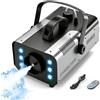 TECKZOON Macchina del fumo 1500W con 6 LED RGB e telecomando wireless, macchina nebbia con effetti luminosi per DJ, feste, Halloween, matrimonio, Natale e palco