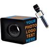 qiqule Microfono personalizzato Logo Live Equipment Box Cube Triangle Interview Box Karaoke mic Bandiere (nero)